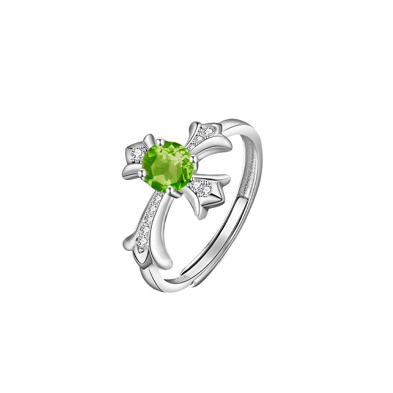 S925 Sterling Silver Ring Natural Stone Series Amethyst Garnet Peridot Citrine Topaz Light Luxury Ring Jewelry Gift