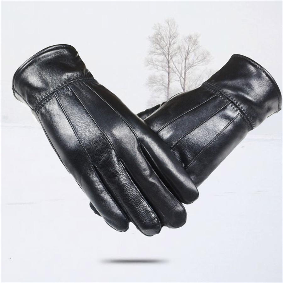 Men's Winter Leather Gloves, Warm Touchscreen Lined Gloves for Business & Outdoor