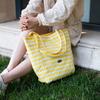 New Lazy Wind Shoulder Bag Double-sided Back Striped Canvas Bag Women's Large Capacity Commuter Tote Bag