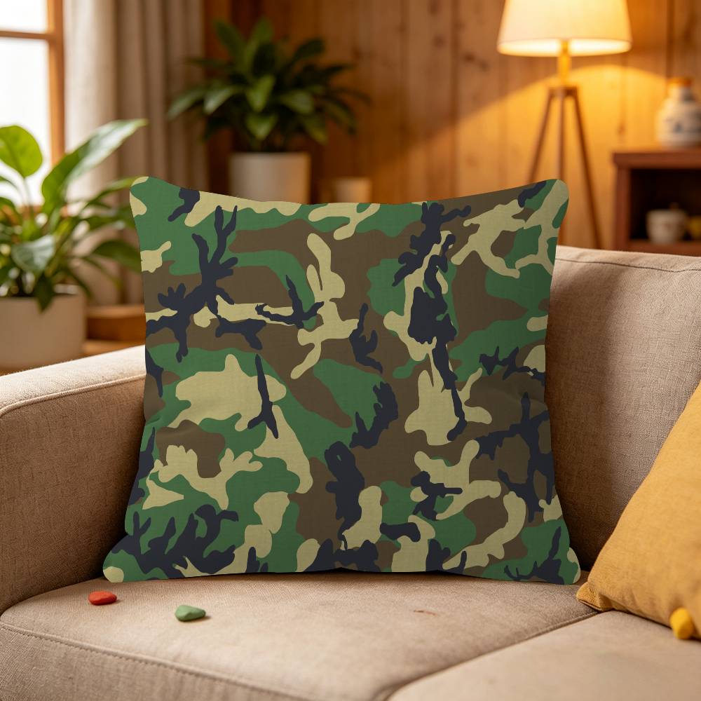 Military Camo Pillow Covers Cartoon Sofa Decorative Home Double-sided Printing Short Plush Cute Cushion Cover