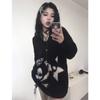 Suéter de Calaveras Gótico Grunge Estética Oscura Jersey de Punto Cuello en V Harajuku Holgado Mohair Pulóver Emo Alt Punto Y2k