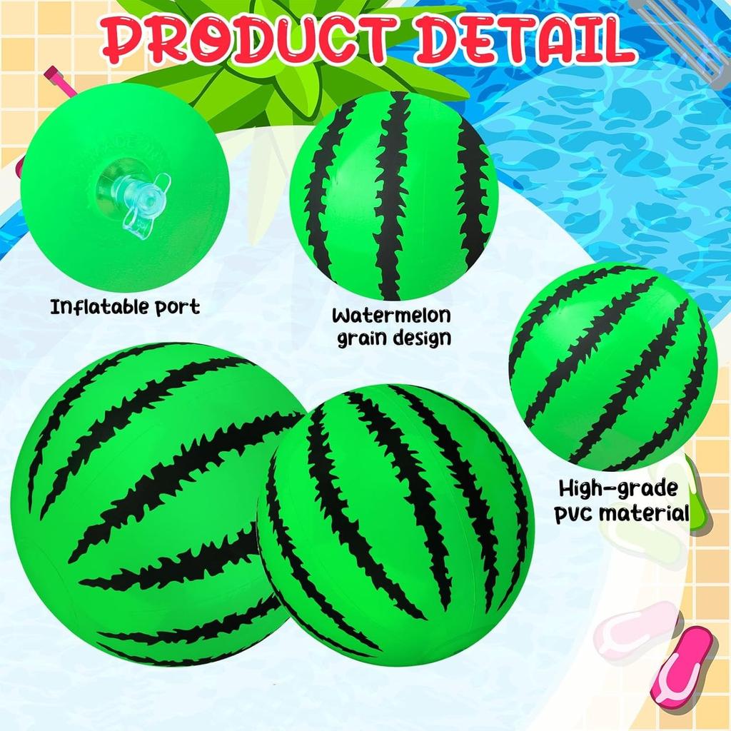 Watermelon‑Shaped Inflatable Beach Balls, Pool Toys for Summer Party Activities