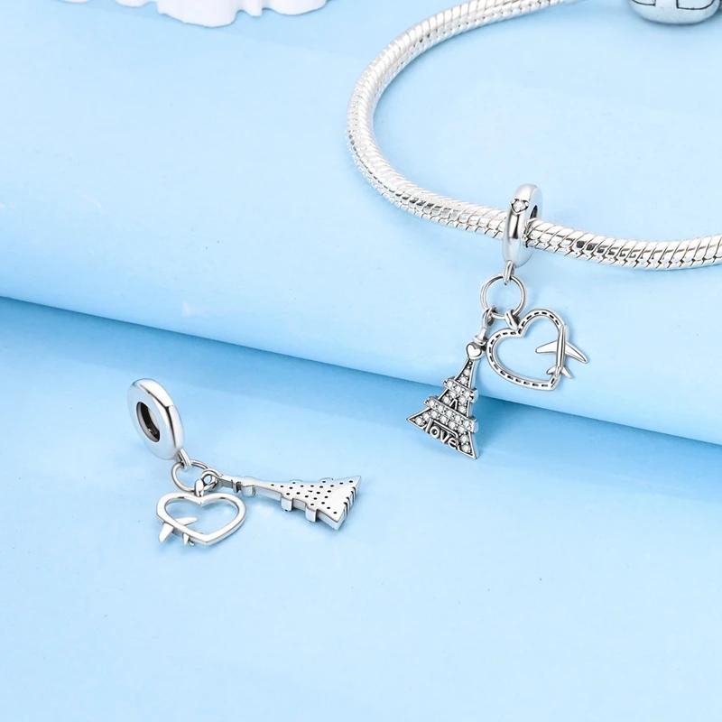 Charmscopperlove In Paris Travel Airplane Beads Fit Plataoriginal Bracelets Women Jewellery Making Gifts