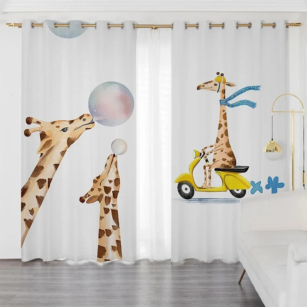 High Shading Curtain Nordic Simple Cute Cartoon Rabbit Stars Moon Children's Room Girl Bedroom Window Blackout Drape Sunshade