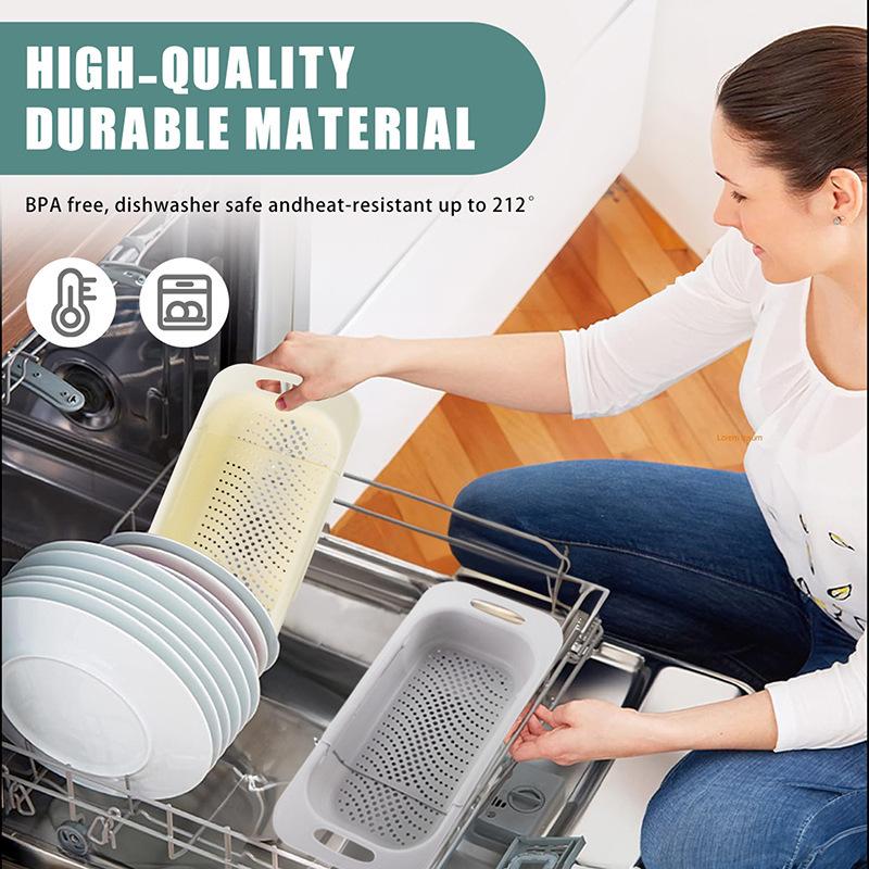 Retractable Kitchen Vegetable Washing and Draining Basket