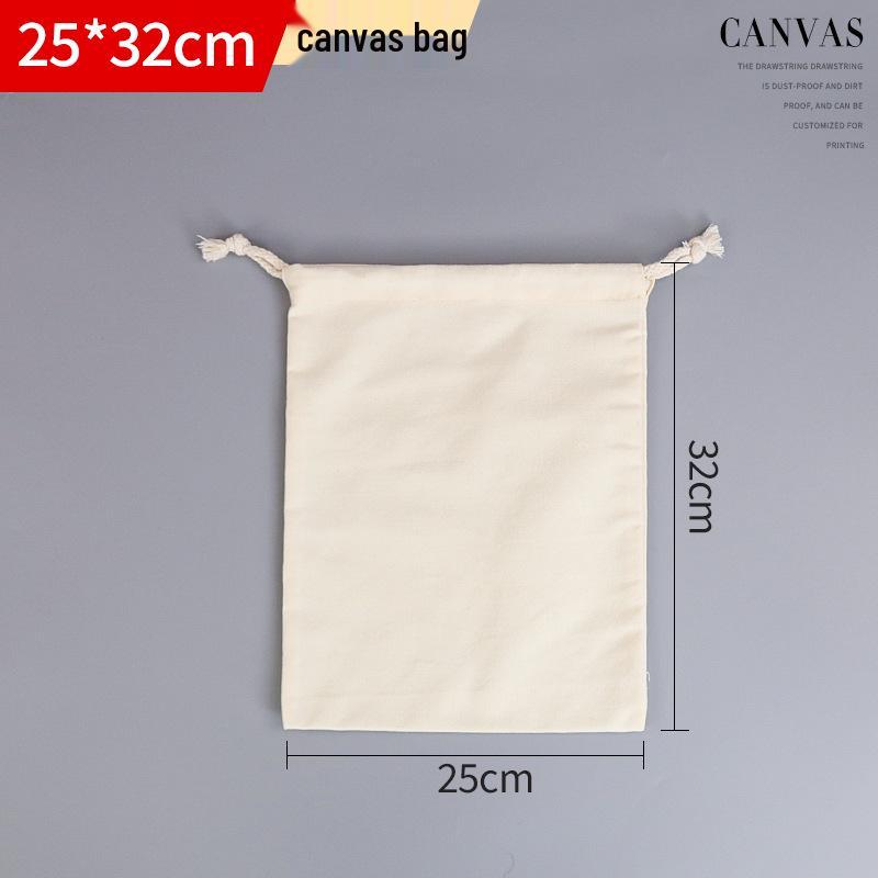 Customizable Thick Canvas Drawstring Bag - Festival Souvenir, Wear-Resistant, Small Size, White Cotton