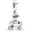 Sterling Silver Robot Charm Pendant Compatible with DIY Bracelets Necklaces Accessories Wall E Design Silver Finish