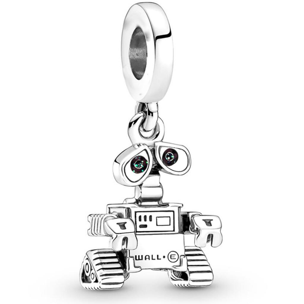 Sterling Silver Robot Charm Pendant Compatible with DIY Bracelets Necklaces Accessories Wall E Design Silver Finish
