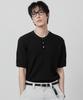 Ssei Standard Cable Henley Neck Short Sleeve Knit Black