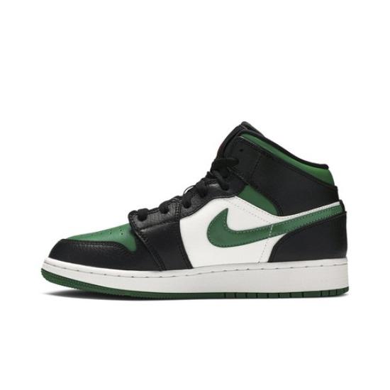 Air Jordan 1 Mid GS Black Pine Green 554725-067