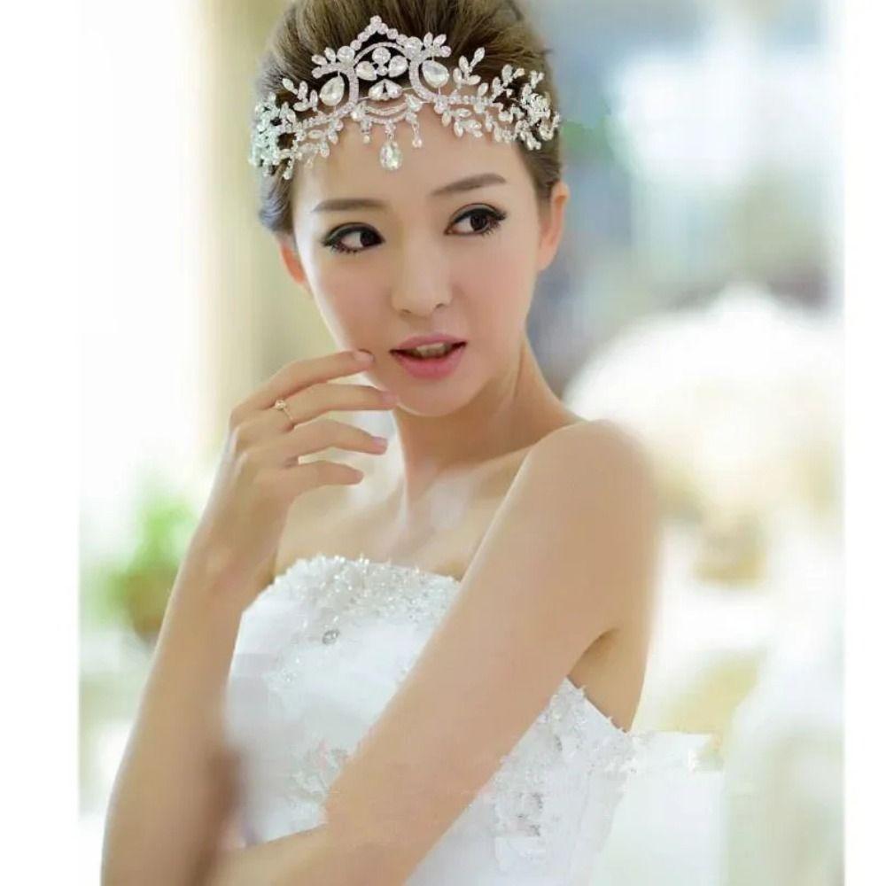 Sparkling Rhinestone Headdress Luxury Bridal Tiaras Head Chain Women Hair Jewelry  Bridal Party