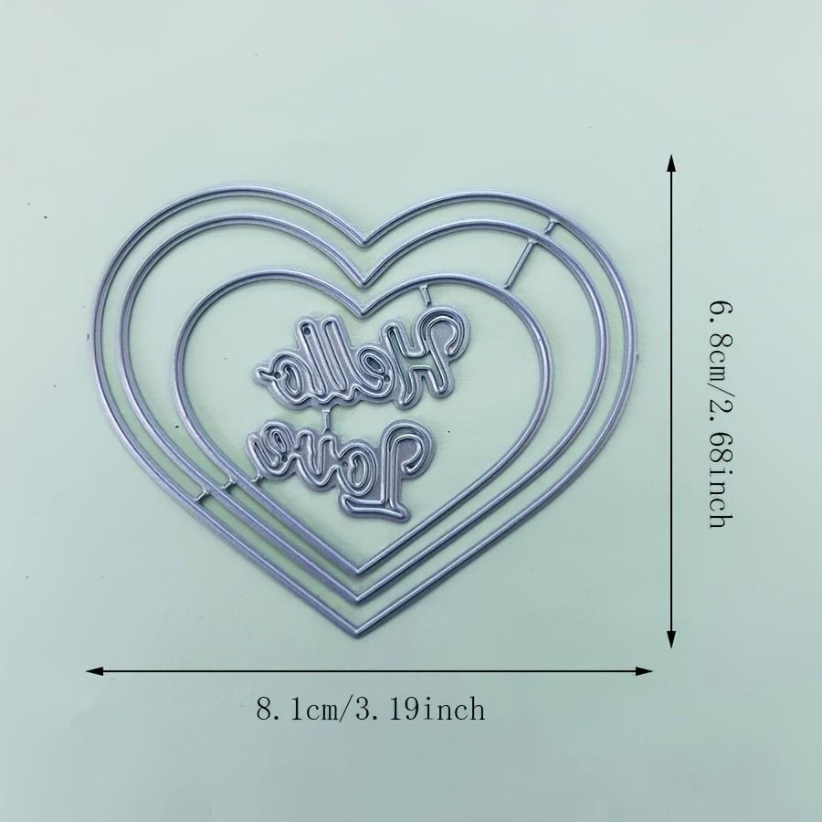 "Hello Love"letters and 3pcs Love Hearts Metal Cutting Dies Stencil for DIY Scrapbooking Photo Album Embossing Paper Cards Crafts Diecuts