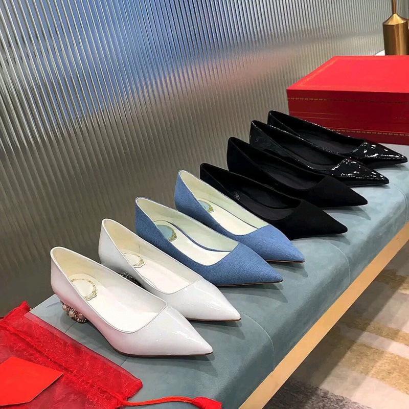 Black Rhinestone Stiletto Heels Chunky Heel Pointed Toe Work Shoes Patent Leather Suede Cowboy Blue Casual Pumps