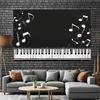 2D Blackboard Music Theme Backdrop Piano Keys and Notes for Musician Party Background