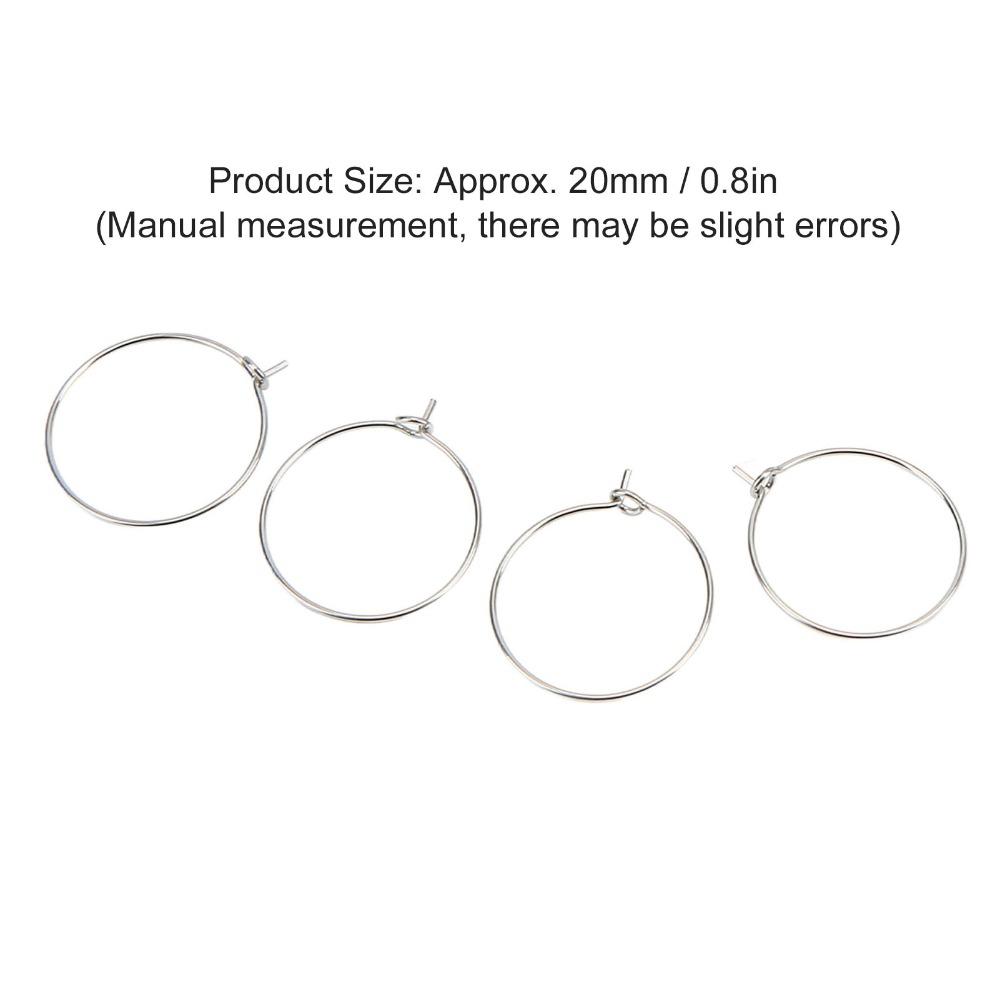 50pcs Stainless Steel Bulk Hoop Earrings Open Hoop Light Weight Wine Glass Rings Silver Round Hoop Ear Wires Party Favor