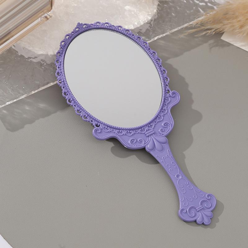 

Винтажное резное ручное зеркало для макияжа, зеркало для спа-салона, ручное зеркало для макияжа, компактное косметическое зеркало для женщин фиолетовый