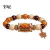 Commemorative Daily Wear Jewelry Thanksgiving Bracelet for Women, Holiday Beaded with Turkey Bucket Bead Maple Leaf Charm, Elastic Stretch Fall