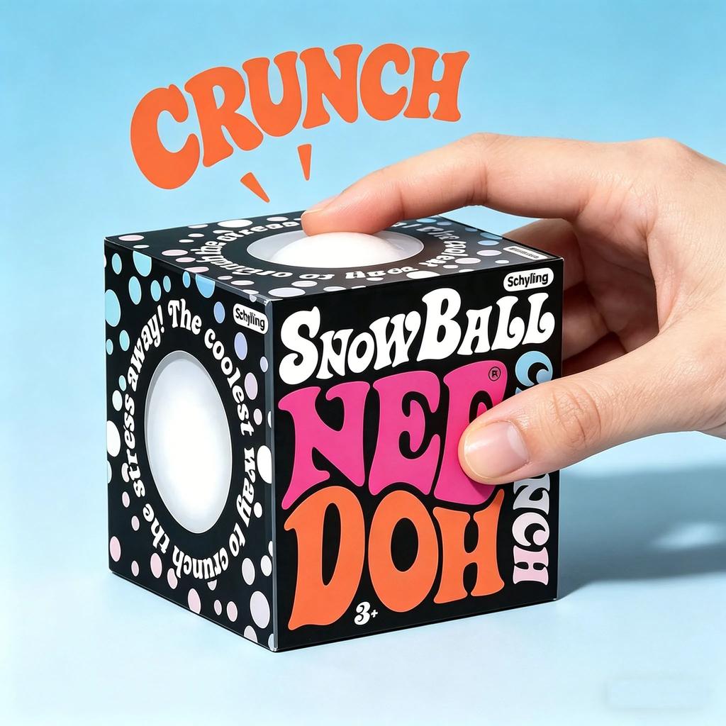 2026 New Style Schylling Snow Ball Crunch NeeDoh Squishy Fidget Toy White Crunch Snow Ball Crunch Stress Relief Toy