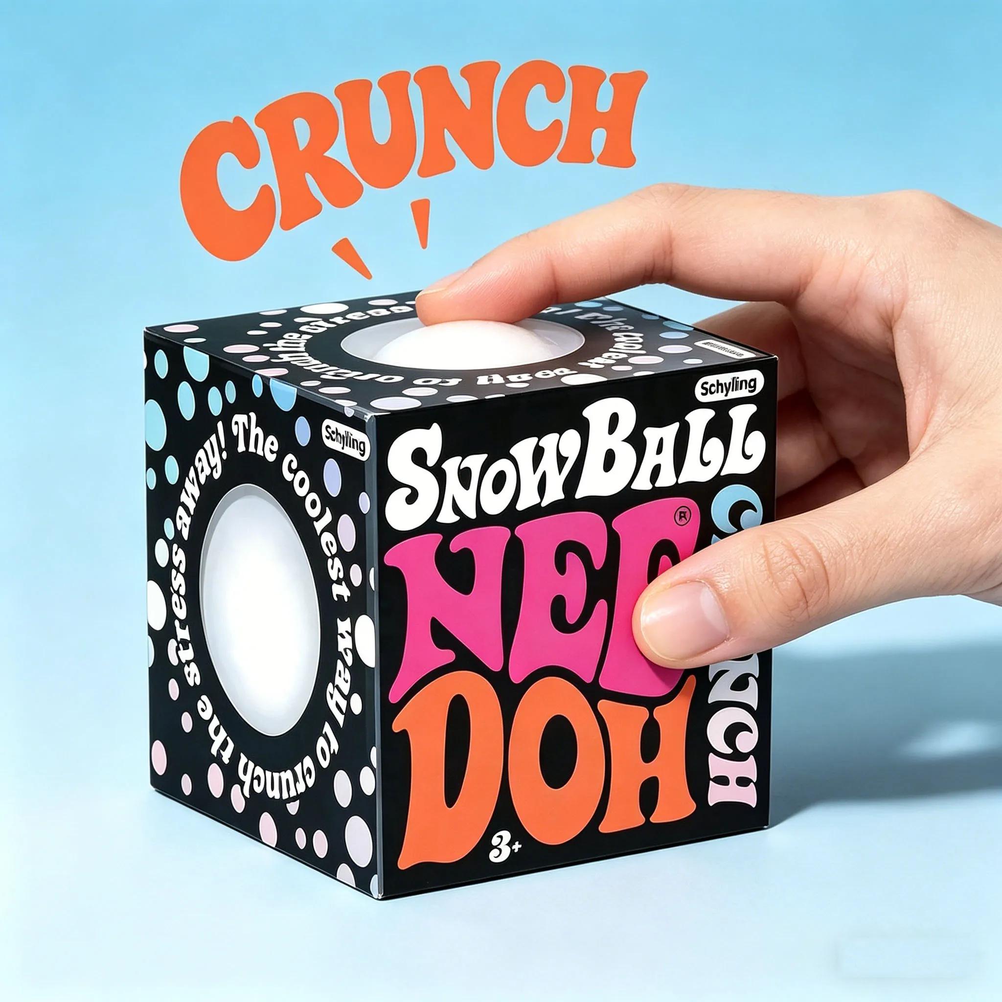 2026 New Style Schylling Snow Ball Crunch NeeDoh Squishy Fidget Toy White Crunch Snow Ball Crunch Stress Relief Toy
