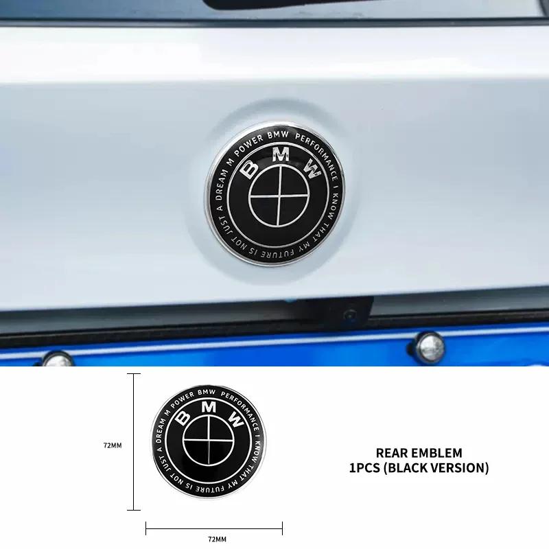 BABA1 1Pcs Front Bonnet Rear Tailgate Emblem 82MM 73MM Thunder Special Limited Edition Joint Black Model For BMW M E36 E46 E60 E90