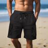 Men's Summer Athletic Cargo Shorts, Multi-Pocket Workout Shorts, Casual Gym Sports Knee-Length Shorts