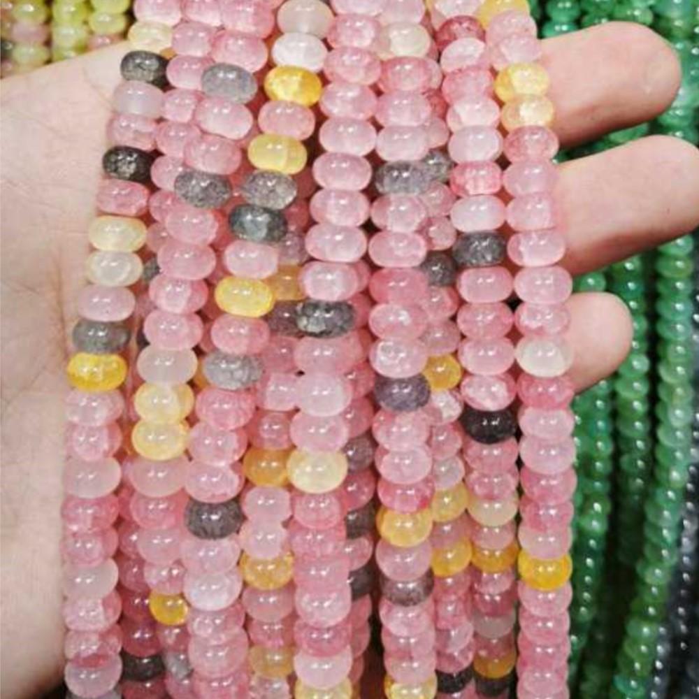 

5x8mm 50pcs/bag Mixed Color Glass Bead Wheel Flat Round Loose Beads for Jwelry Making DIY Bracelet Keychain Accessories Handmade