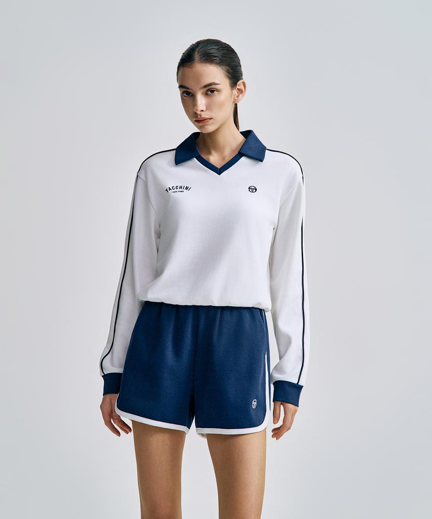 SERGIO TACCHINI W Double Knit V-Neck Long Sleeve Polo
