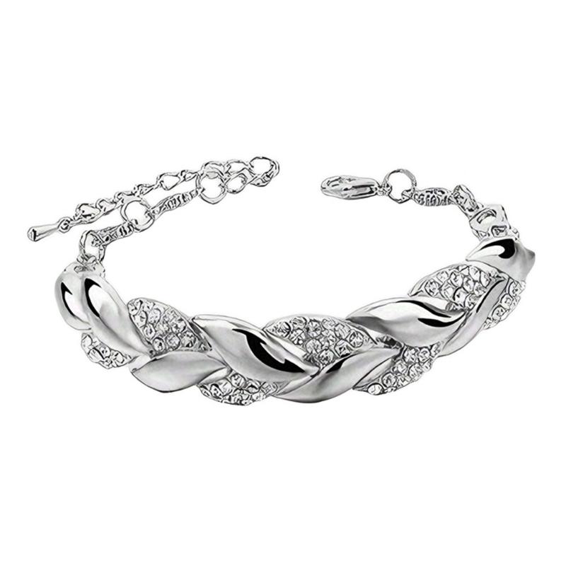 Классический браслет на запястье с дизайном из золотых и серебряных листьев, браслет из сплава, удобный браслет-бангл, украшение для различных случаев серебряный