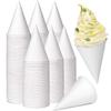200Pcs Leakproof White Paper Cone Cups Coated Disposable Paper Cups Premium Snow Cone Cups Water