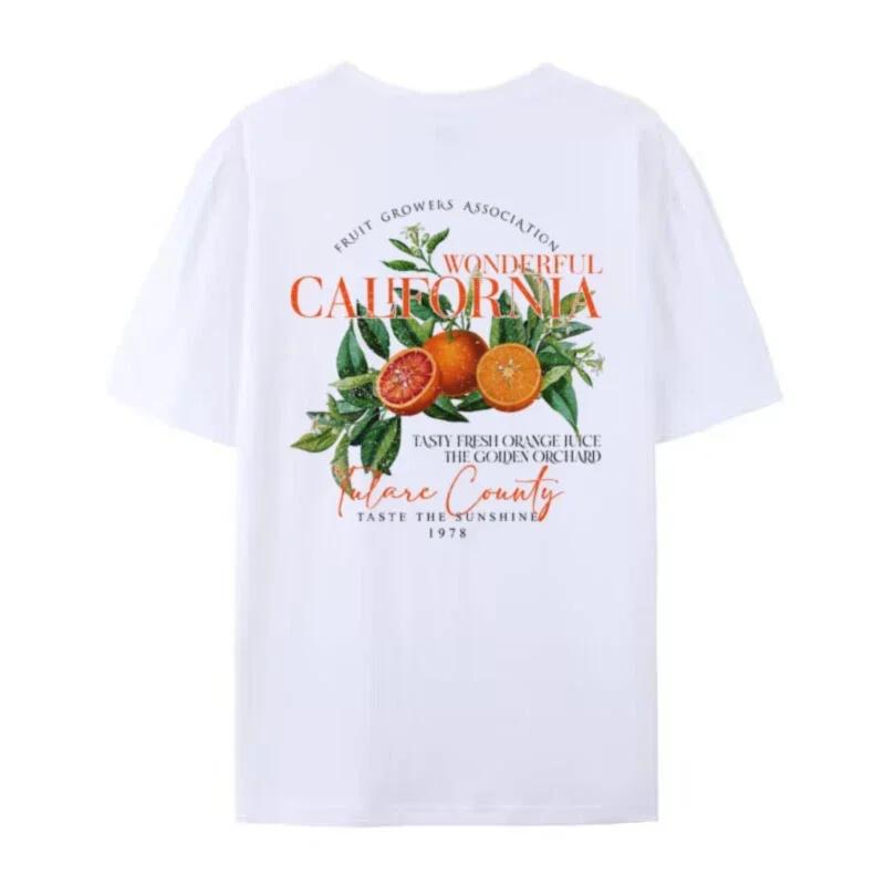 Back Print California Orange Women Tshirt Cute Citrus Fruit Shirt Vintage Aesthetic Graphic Tops Retro Cottagecore Clothing S