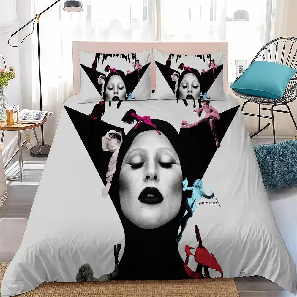 

3D Print Singer lady g-Gaga Mayhem Bedding Set Soft Comforter Cover With 1/2pcs Pillow Shams For Kids Adults Duvet Cover 135x200cm