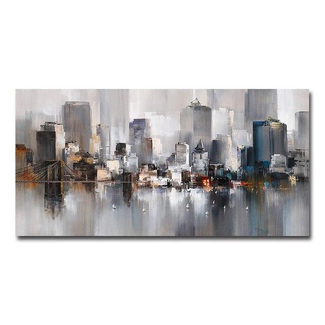 

Современное городское здание плакат пейзаж фотографии для дома абстрактная картина маслом на холсте настенное искусство для украшения гостиной без рамки 20*40cm