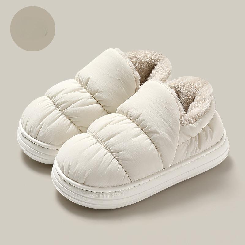 Cotton Shoes, Waterproof Shoes, Thick-soled, Warm, Indoor Anti-slip, Fleece Heels, Slippers