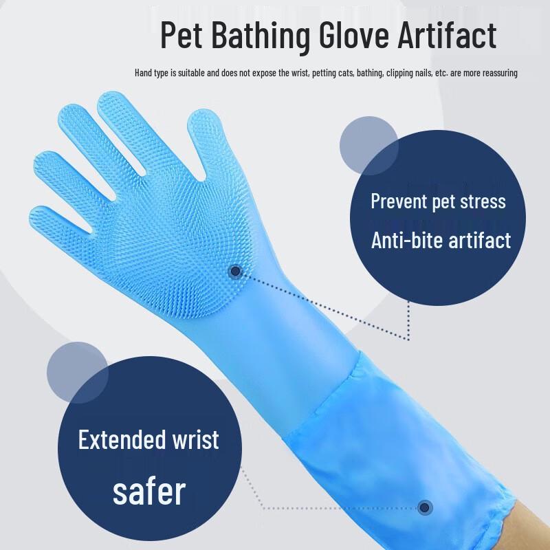 Extended Blue Silicone Household Gloves (10 Pairs)