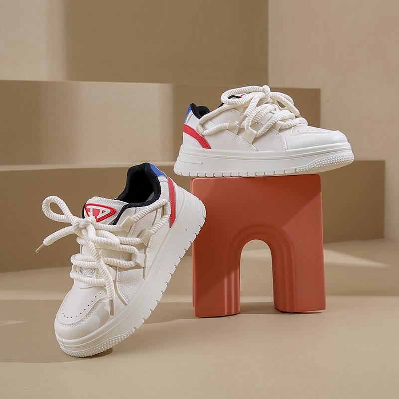 

Fashion 2024 Fashionable and Versatile Thick-soled White Shoes for Women Height-increasing Versatile Casual Retro Color Block Sneakers 40 красный