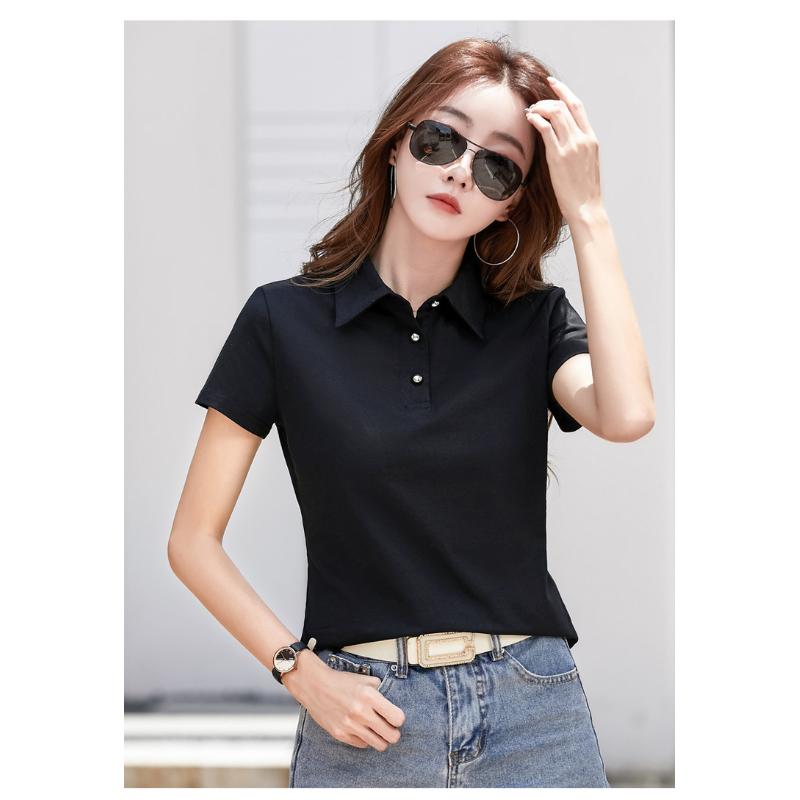 Summer New Korean Style Slim Fit Button Turn-down Collar Short Sleeve T-shirt Women Shirt Simple Fashion Small Shirt