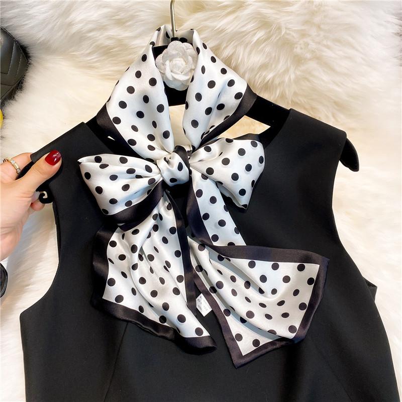 

2025 dot100% Silk Scarf For Women Long Print Luxury Natural Shawls Wraps Scarves Hijab Foulard Lady Office Neck Kerchief Bandana 150x15cm