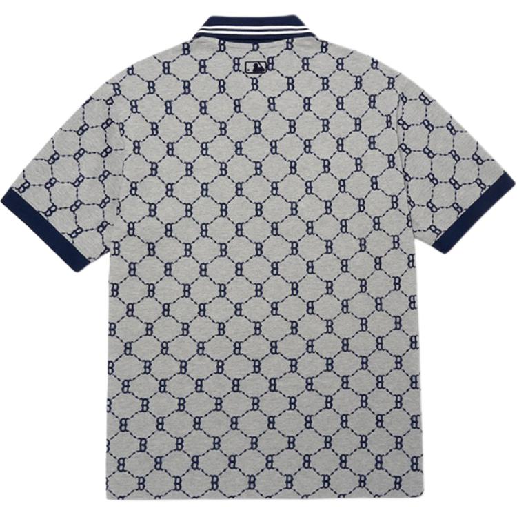 New MLB Base Logo Polo Shirts Men's Gray 3LPQM3023-43MGS