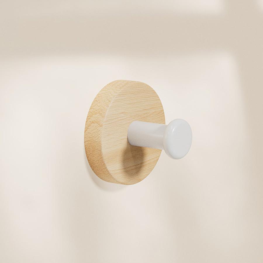 Self-sticking Pure Wooden Hook In Walnut Color for Keys, a Decorative Towel Hanging Hook, Door Hanger, Wall-mounted Coat Rack