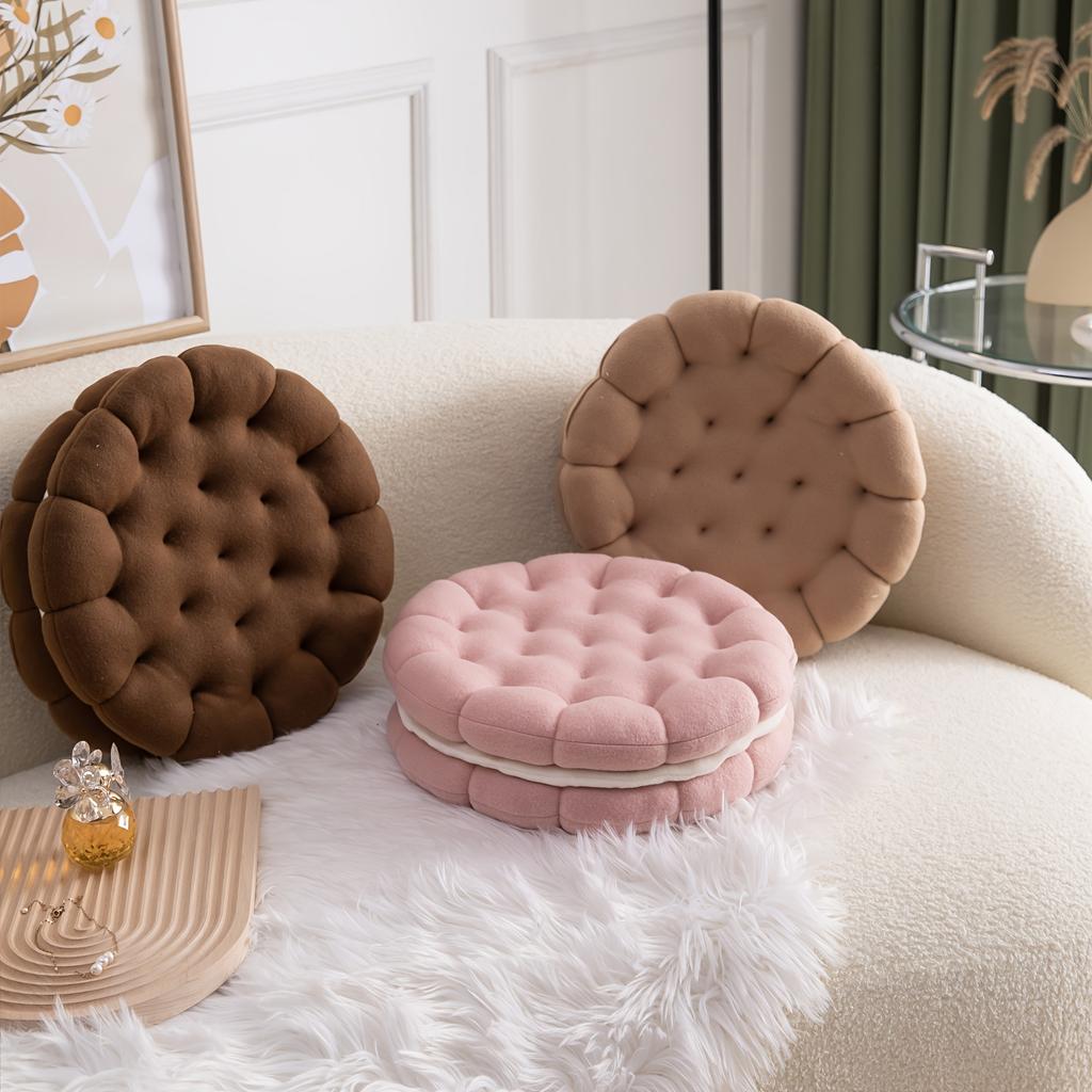 Vintage Style Cookie Sandwich Pillow Soft Faux Fur, Suitable for All Seasons, Perfect for Home Decor, Office Nap, or As a Cozy Accent