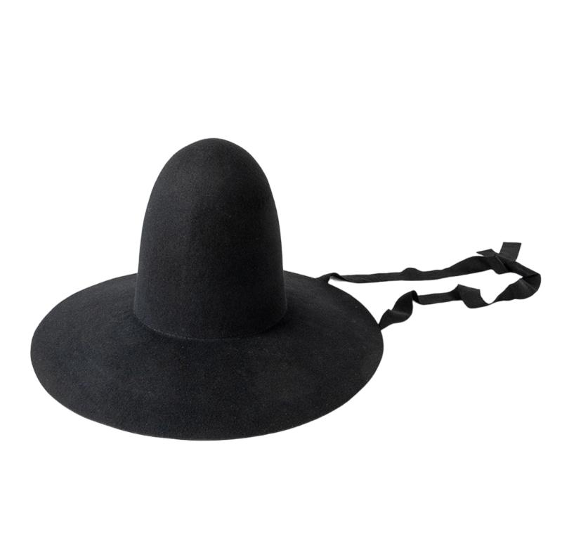 

Wool High Crown Wide Brims Fedoras Hat For Winter Warmth Sun Protection Prom Event And Outdoor Activity чёрный