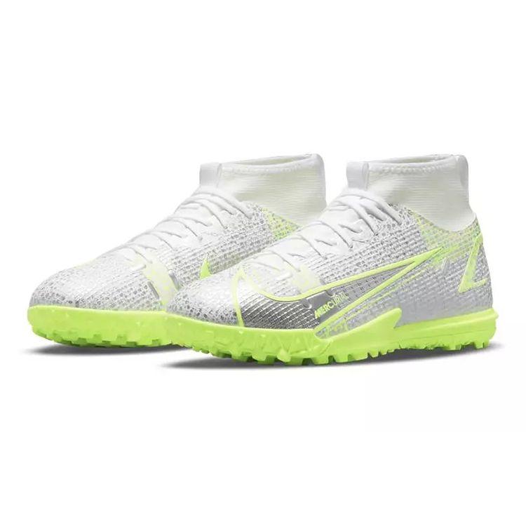 Nike Mercurial Superfly 8 Academy TF GS Metallic Silver Volt Kinder-Sneaker Weiß Schwarz CV0789-107