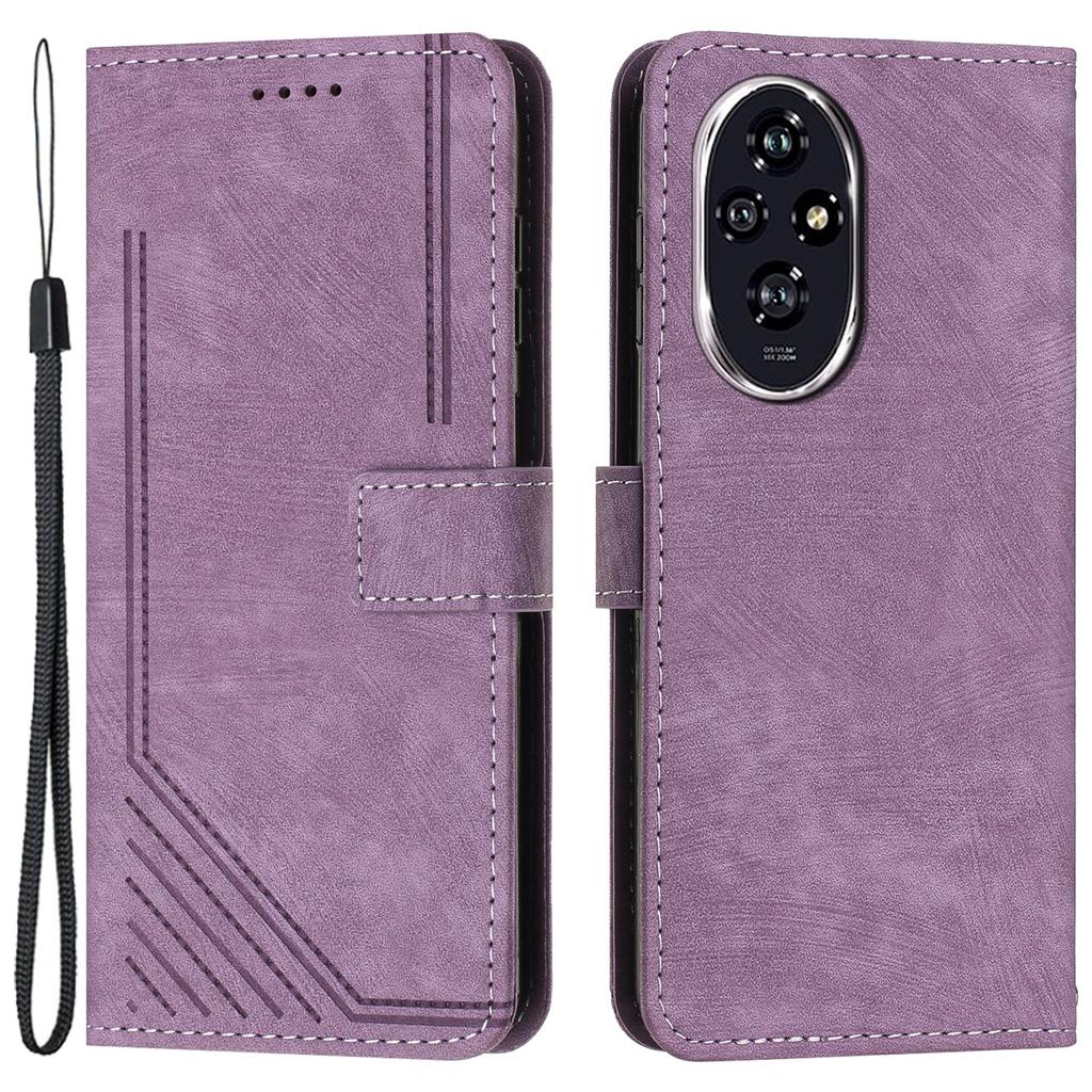 For Honor 200 Pro 5G Cell Phone Case PU Leather Wallet Skin-Touch Drop-proof Cover
