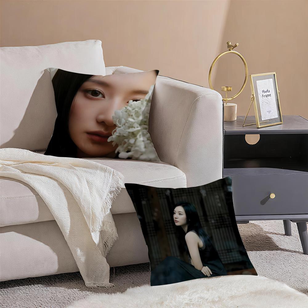 Korean KKim Ji Wons Beautiful Girl Cushion Cover Throw Pillow Cover Hidden Button Durable Polyester Chair Cushion