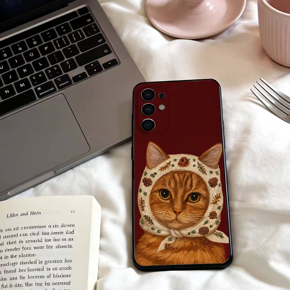 Cute cat couple patterns Phone Case For Samsung S25,24,23,22,30,21,10,9,Ultra,Plus,Lite,FE,4,5 G Soft Black Case