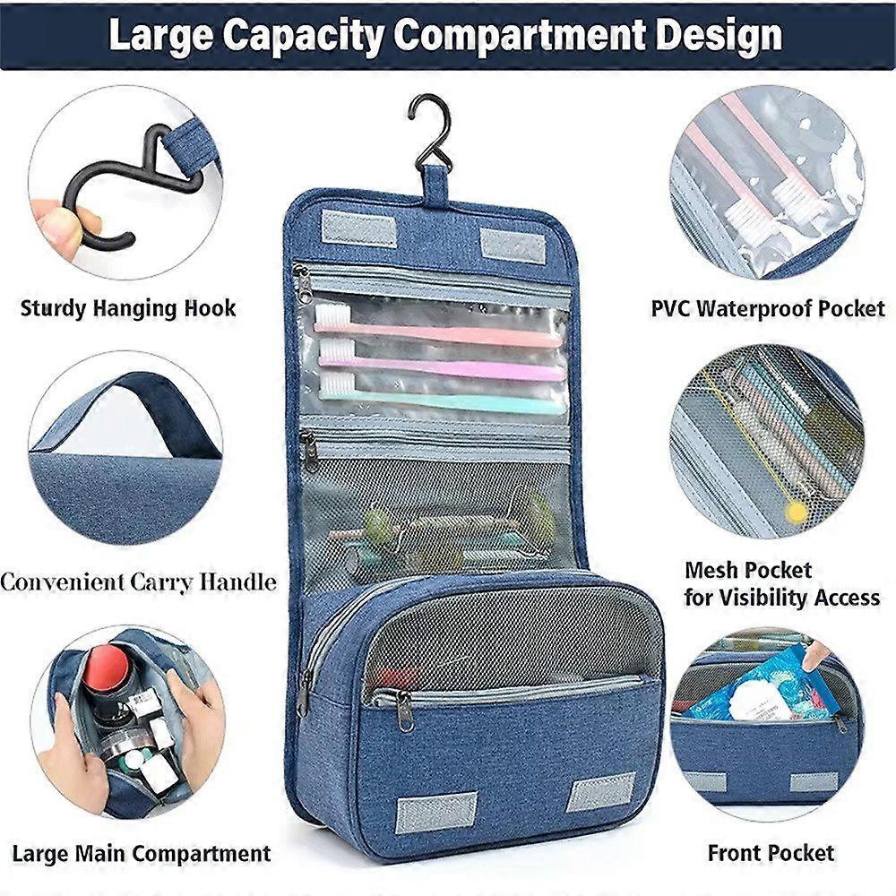 Hanging toiletry bag Foldable toiletry bag Waterproof + 3 compartments Lightweight travel organizer