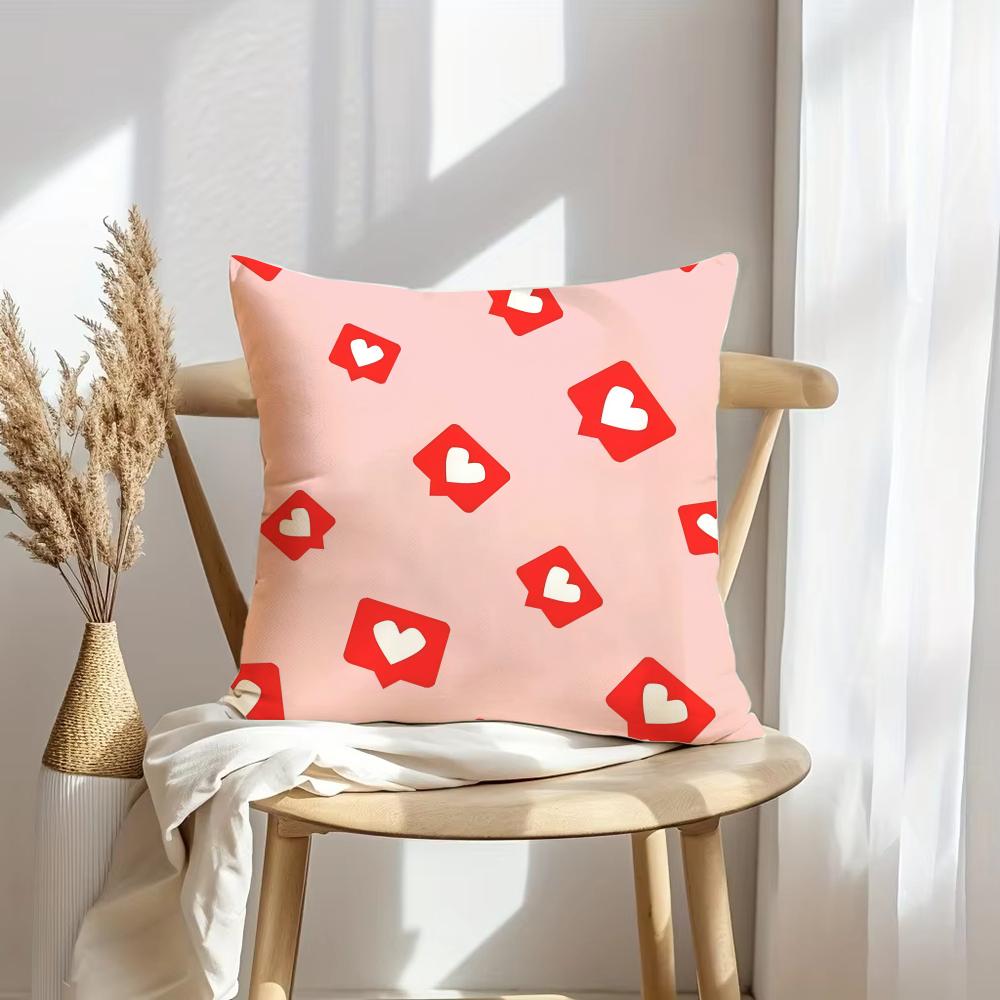 Red Heart Cushion Cover Soft Plush Throw Pillow Cover | Double-Sided Decorative Cushion Case | Sofa Bedroom Home Decor