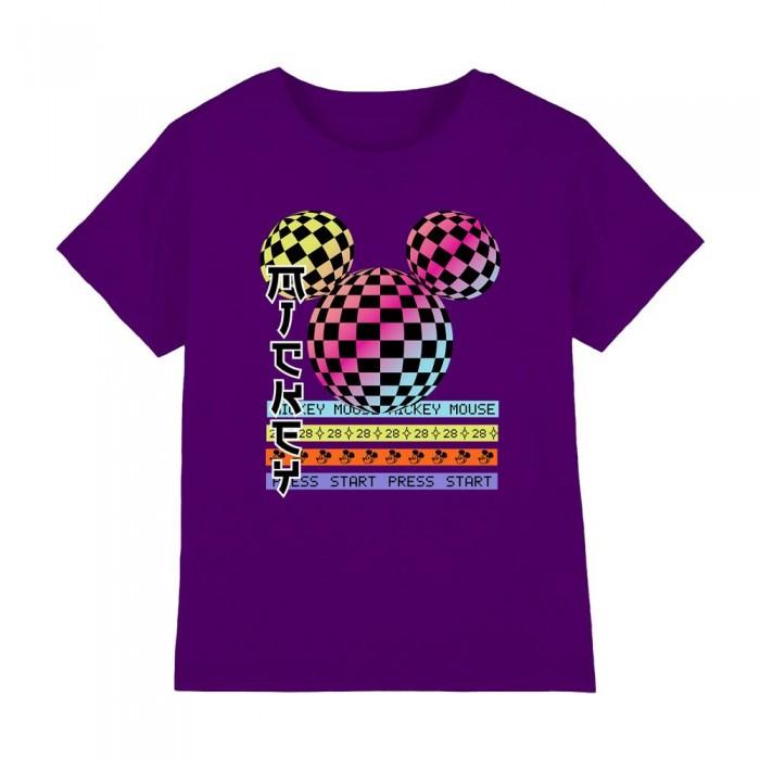 Mickey Mouse Childrens/Kids Press Start Checkerboard Gradient Logo T-Shirt