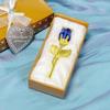 Clear Faux Crystal Rose With Metal Stem, Flower Figurine Gift Box, Home Wedding Valentine'S Day Ornament Decor