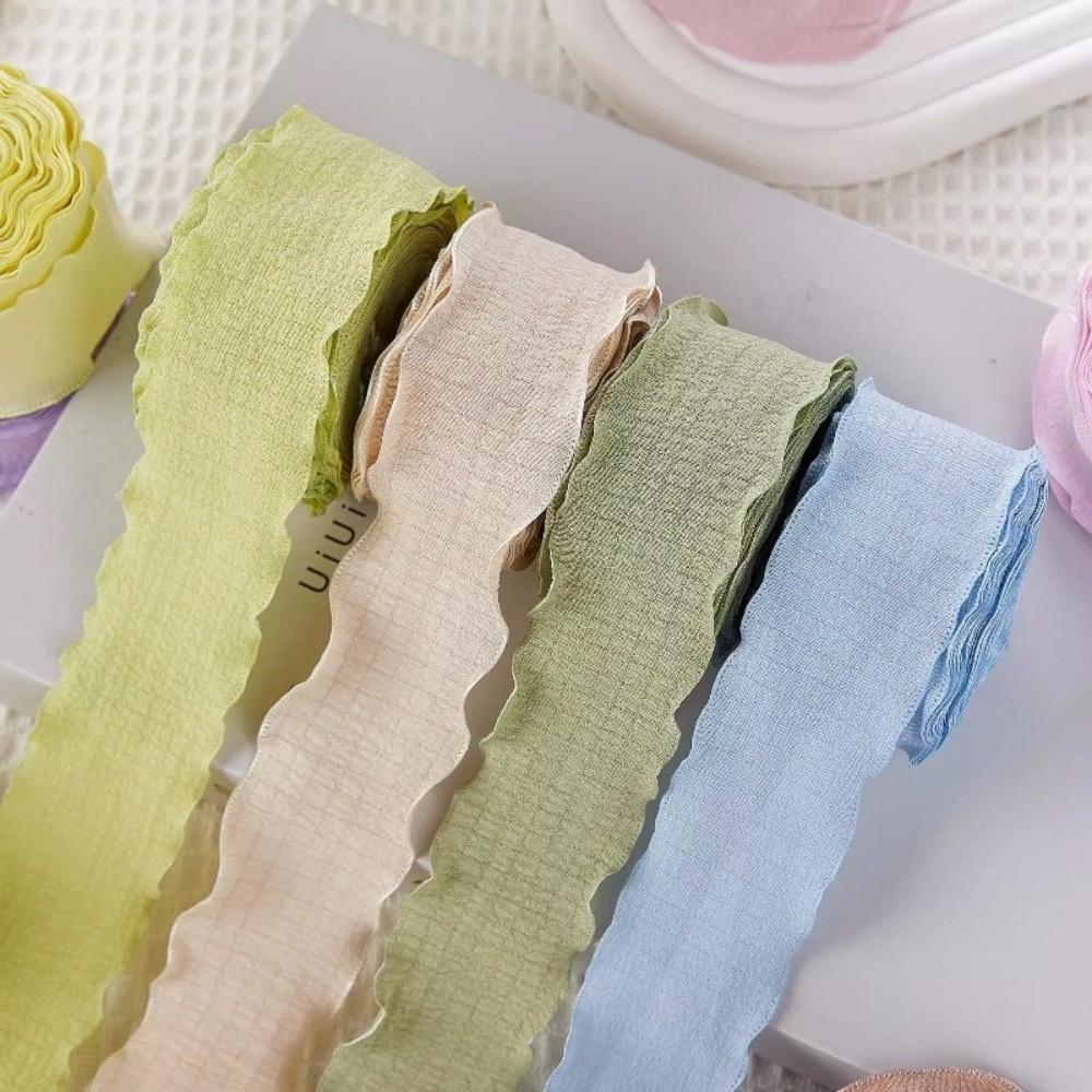 Palce 10 Yardů Skládaná Látková Stuha Bohatá Volánková Skládaná Šifonová Stuha Jednobarevné Stuhy Vlnitý Okraj Dekorace Kytic